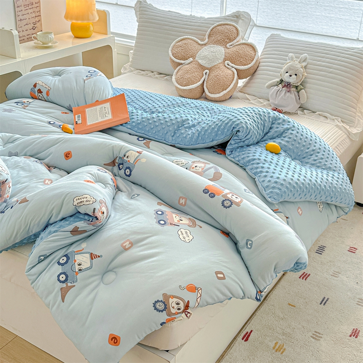 91家纺网 家纺一手货源 找家纺 优被业 2025新款A类牛奶丝针织棉豆豆被 大豆被 冬被 被子被芯 工程车队