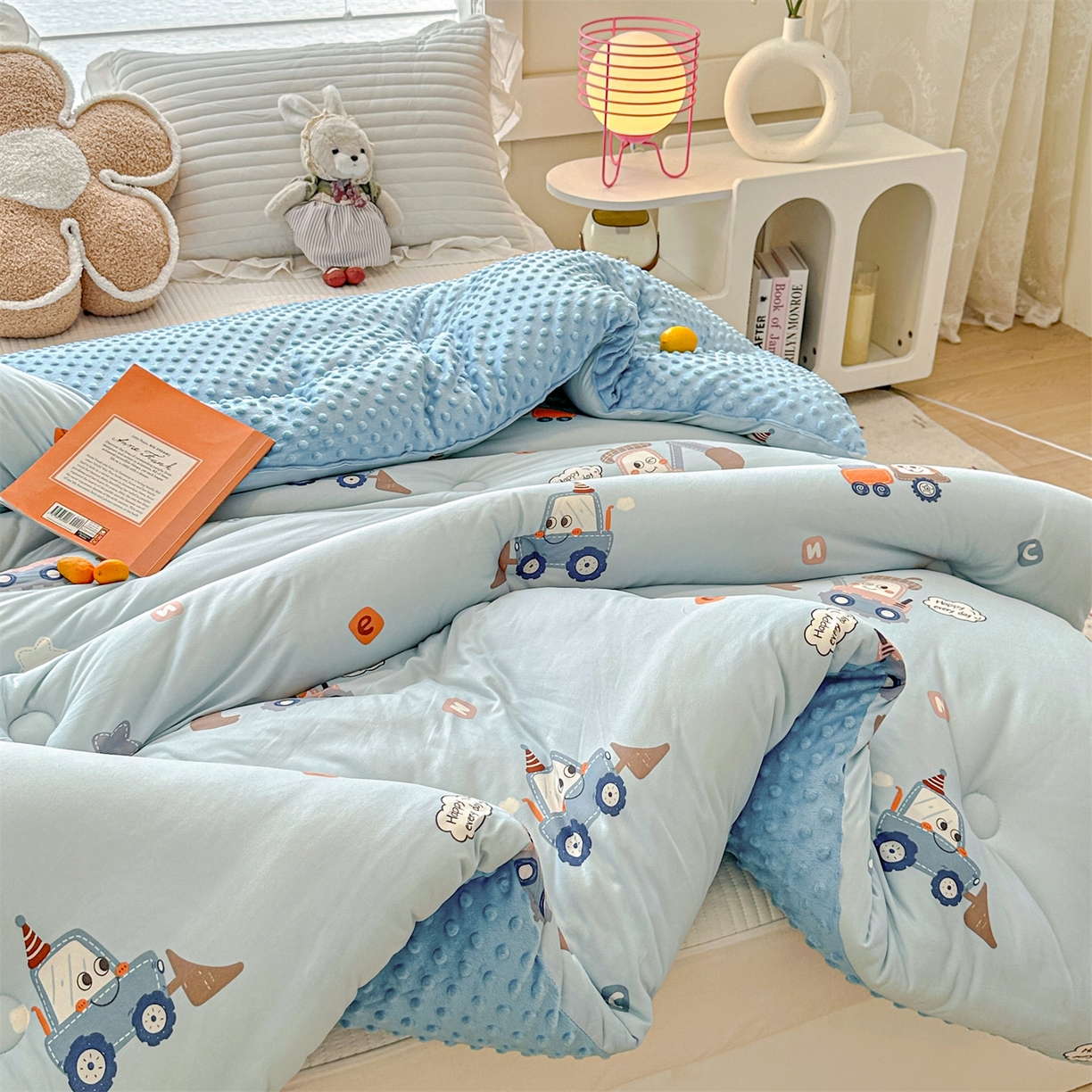 91家纺网 家纺一手货源 找家纺 优被业 2025新款A类牛奶丝针织棉豆豆被 大豆被 冬被 被子被芯 工程车队