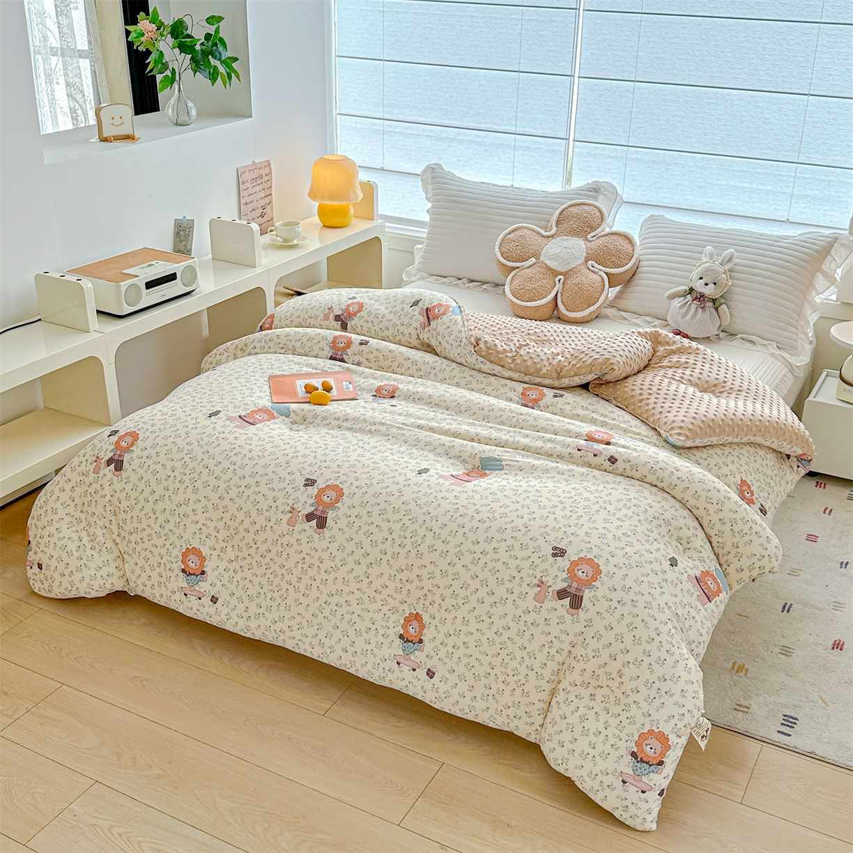 91家纺网 家纺一手货源 找家纺 优被业 2025新款A类牛奶丝针织棉豆豆被 大豆被 冬被 被子被芯 滑板狮子