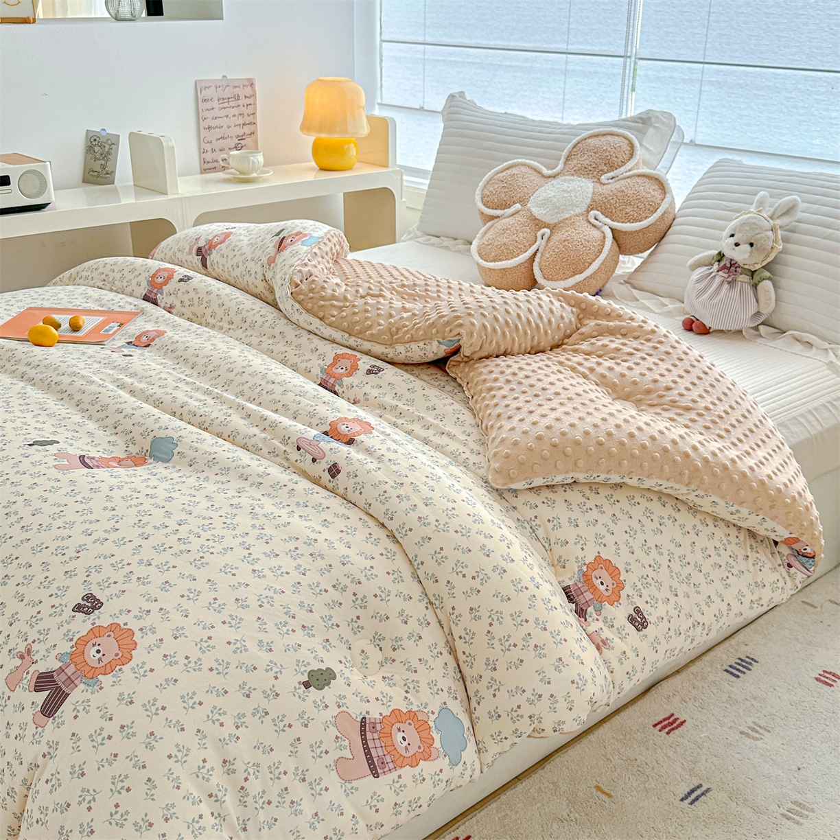 91家纺网 家纺一手货源 找家纺 优被业 2025新款A类牛奶丝针织棉豆豆被 大豆被 冬被 被子被芯 滑板狮子