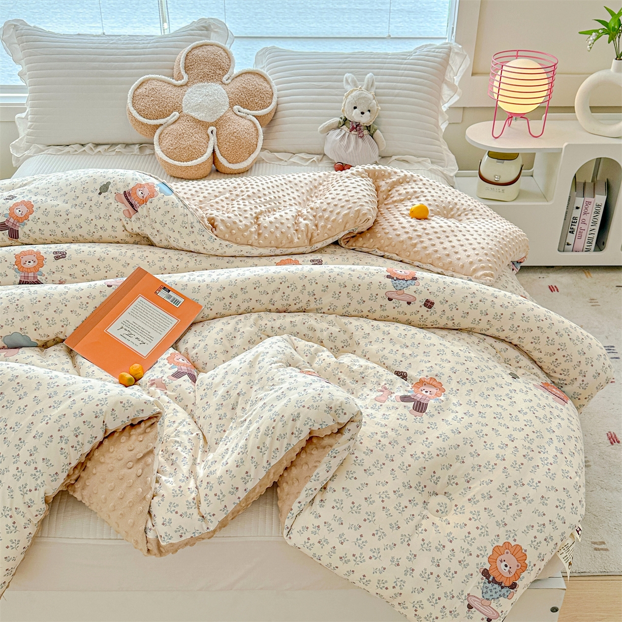 91家纺网 家纺一手货源 找家纺 优被业 2025新款A类牛奶丝针织棉豆豆被 大豆被 冬被 被子被芯 滑板狮子