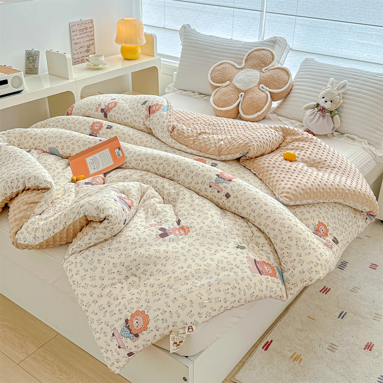 91家纺网 家纺一手货源 找家纺 优被业 2025新款A类牛奶丝针织棉豆豆被 大豆被 冬被 被子被芯 滑板狮子