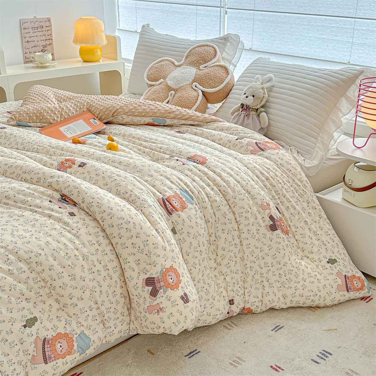 91家纺网 家纺一手货源 找家纺 优被业 2025新款A类牛奶丝针织棉豆豆被 大豆被 冬被 被子被芯 滑板狮子