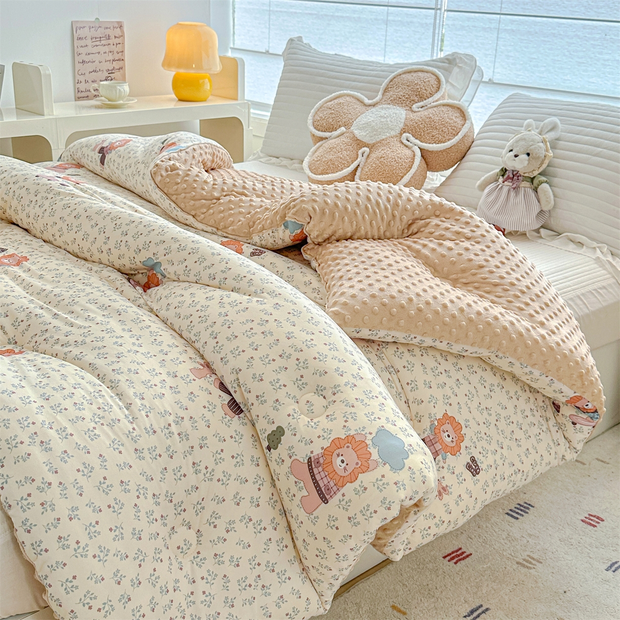 91家纺网 家纺一手货源 找家纺 优被业 2025新款A类牛奶丝针织棉豆豆被 大豆被 冬被 被子被芯 滑板狮子