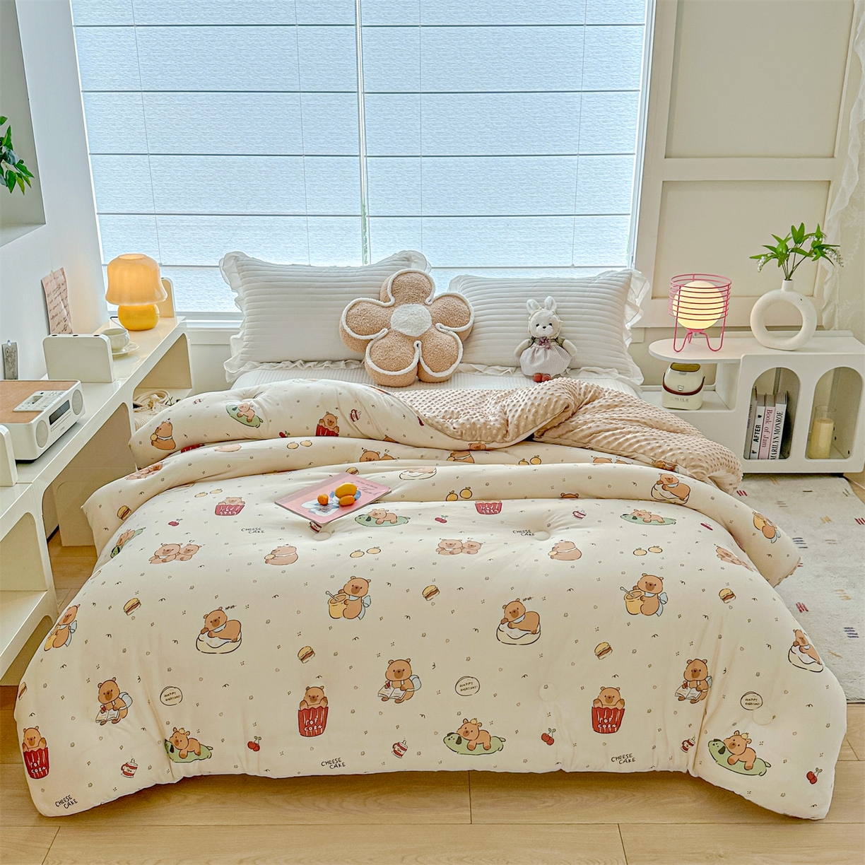 91家纺网 家纺一手货源 找家纺 优被业 2025新款A类牛奶丝针织棉豆豆被 大豆被 冬被 被子被芯 卡皮巴拉