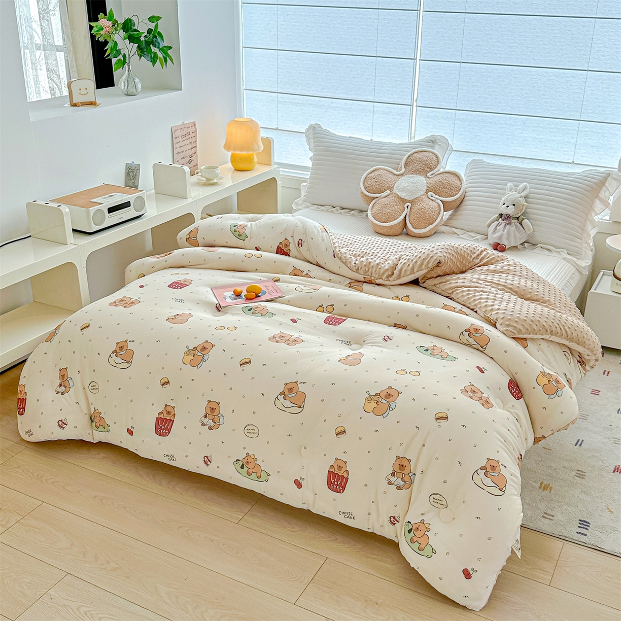 91家纺网 家纺一手货源 找家纺 优被业 2025新款A类牛奶丝针织棉豆豆被 大豆被 冬被 被子被芯 卡皮巴拉