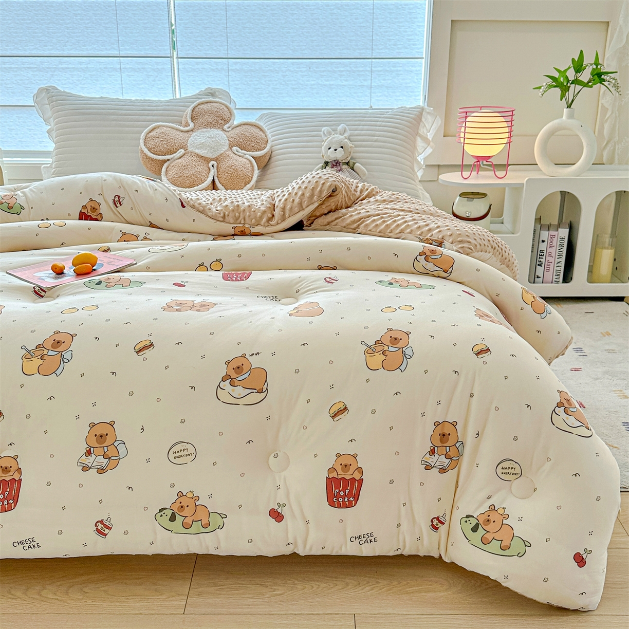 91家纺网 家纺一手货源 找家纺 优被业 2025新款A类牛奶丝针织棉豆豆被 大豆被 冬被 被子被芯 卡皮巴拉