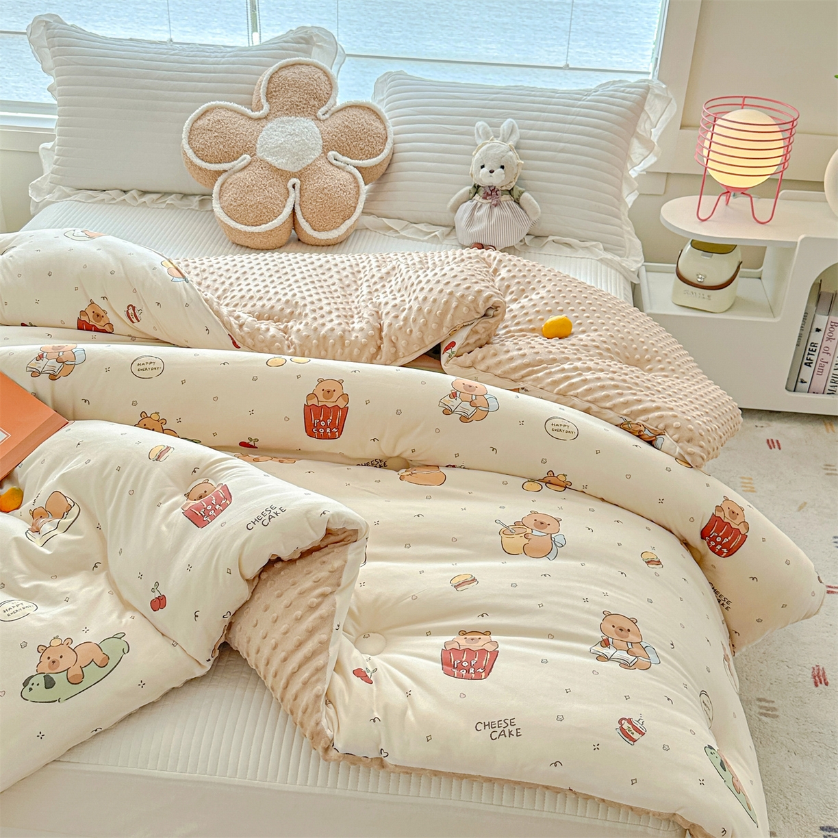 91家纺网 家纺一手货源 找家纺 优被业 2025新款A类牛奶丝针织棉豆豆被 大豆被 冬被 被子被芯 卡皮巴拉