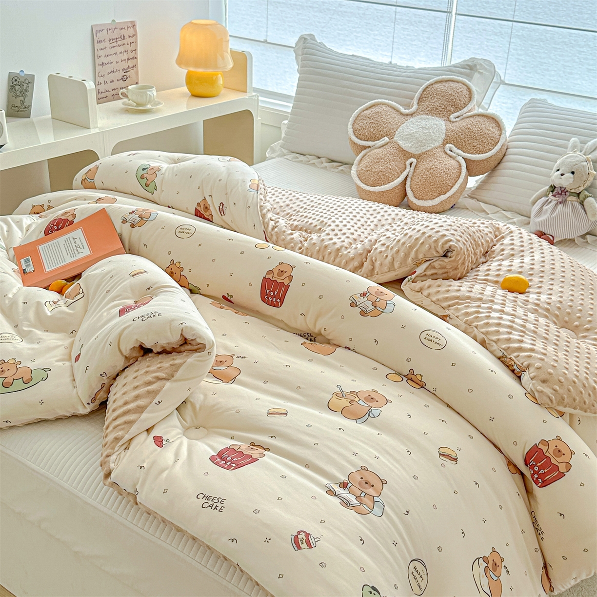 91家纺网 家纺一手货源 找家纺 优被业 2025新款A类牛奶丝针织棉豆豆被 大豆被 冬被 被子被芯 卡皮巴拉