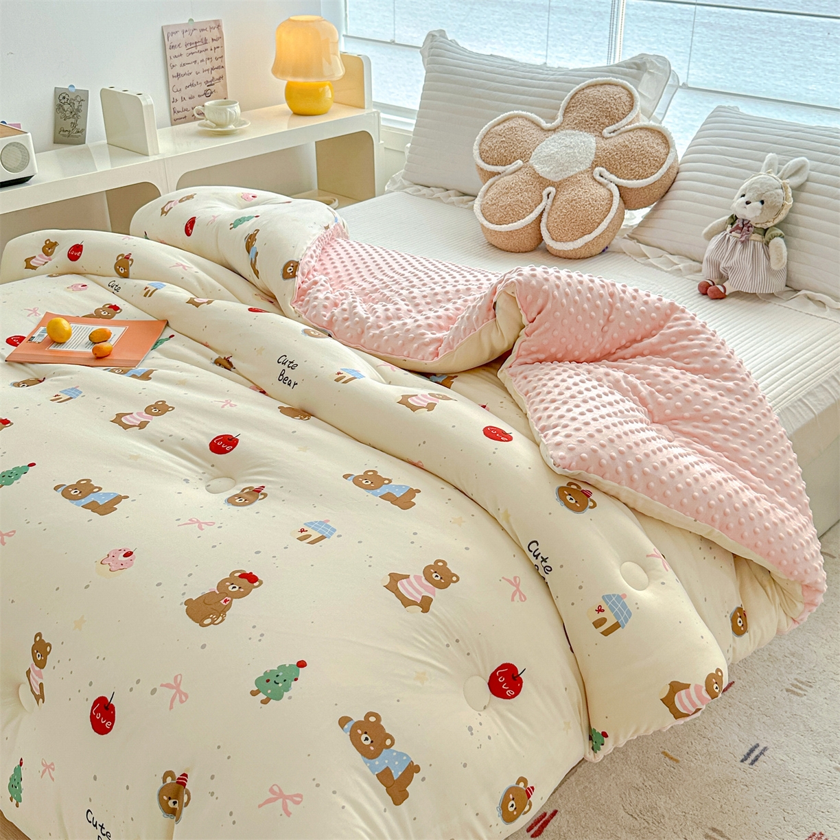 91家纺网 家纺一手货源 找家纺 优被业 2025新款A类牛奶丝针织棉豆豆被 大豆被 冬被 被子被芯 可爱萌宠