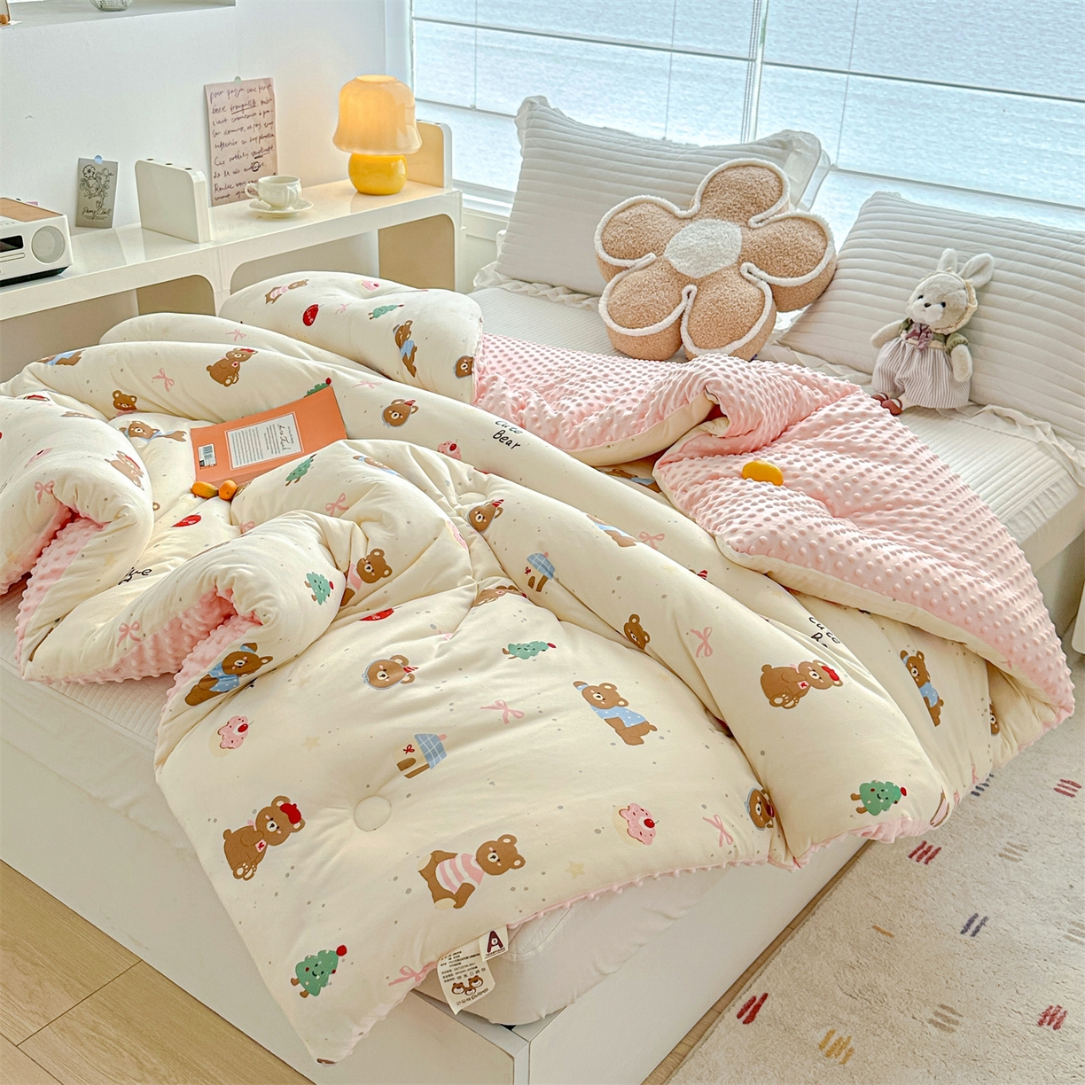 91家纺网 家纺一手货源 找家纺 优被业 2025新款A类牛奶丝针织棉豆豆被 大豆被 冬被 被子被芯 可爱萌宠