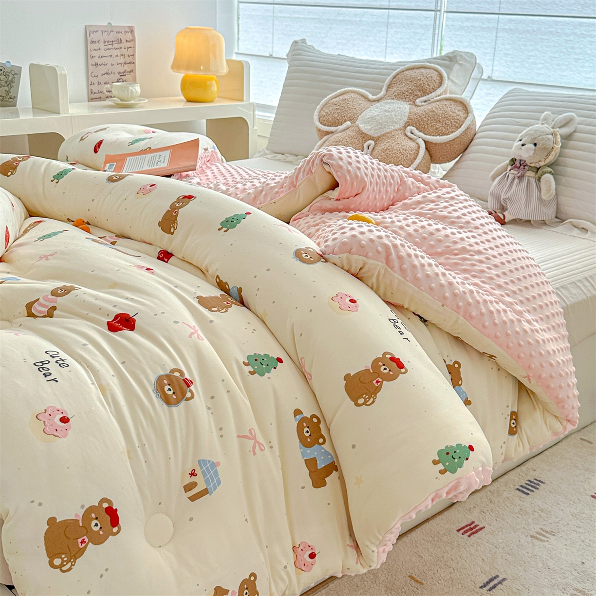 91家纺网 家纺一手货源 找家纺 优被业 2025新款A类牛奶丝针织棉豆豆被 大豆被 冬被 被子被芯 可爱萌宠