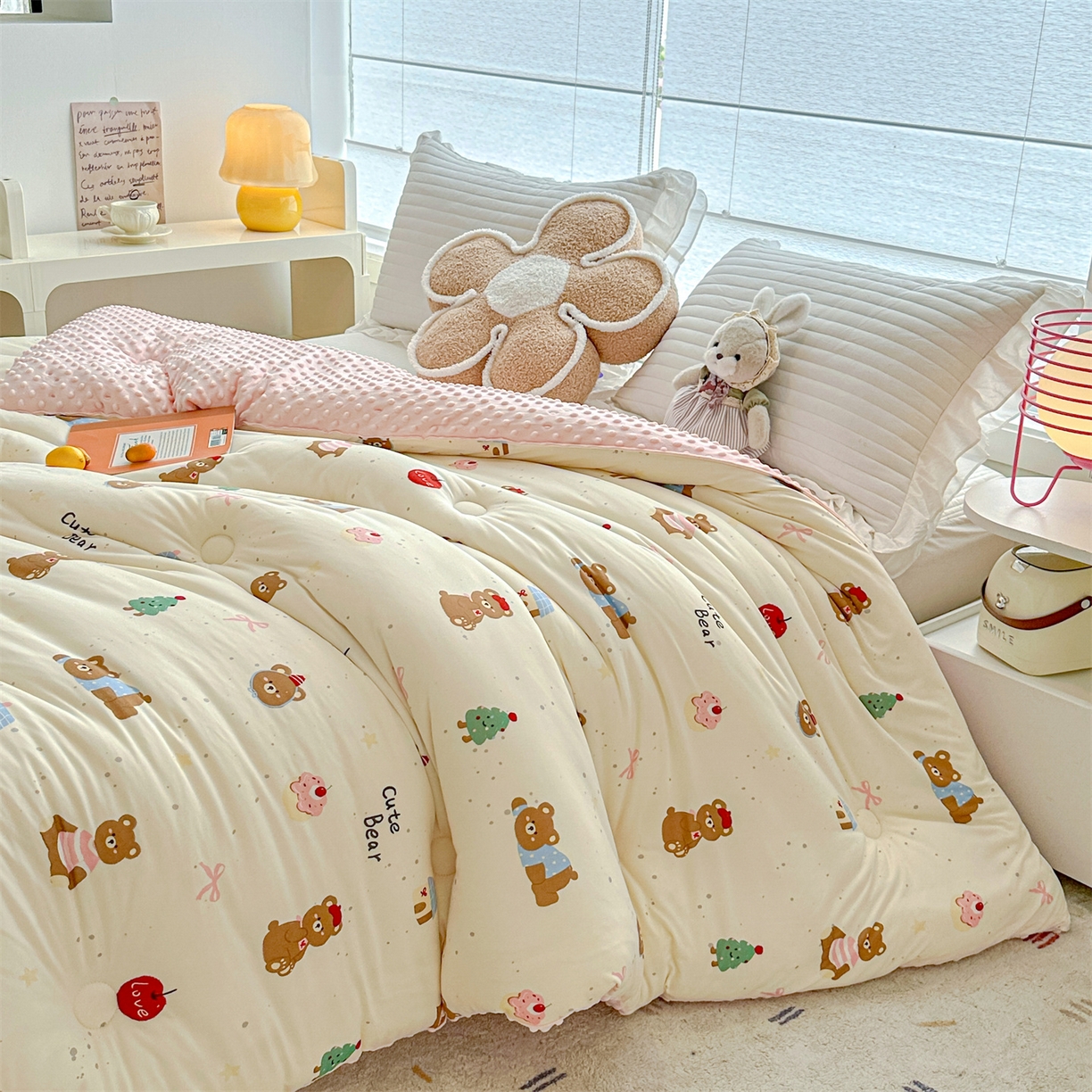 91家纺网 家纺一手货源 找家纺 优被业 2025新款A类牛奶丝针织棉豆豆被 大豆被 冬被 被子被芯 可爱萌宠