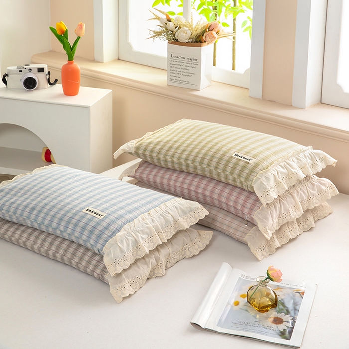 91家纺网 家纺一手货源 找家纺 （总）梦莱家纺 2025新款花边款荞麦枕枕头枕芯