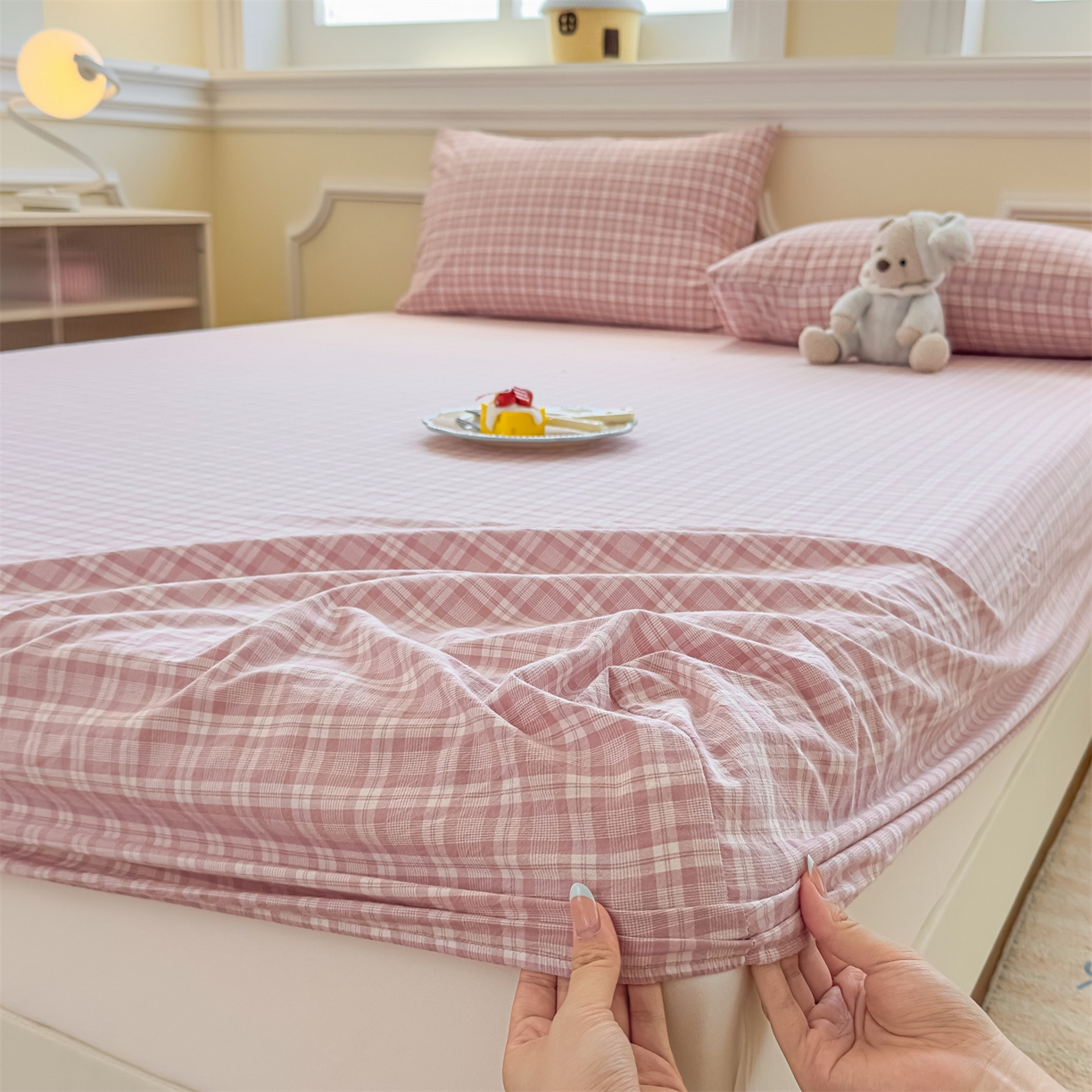 91家纺网 家纺一手货源 找家纺 （总）菡宝 2025新款全棉纯棉色织水洗棉单单床笠