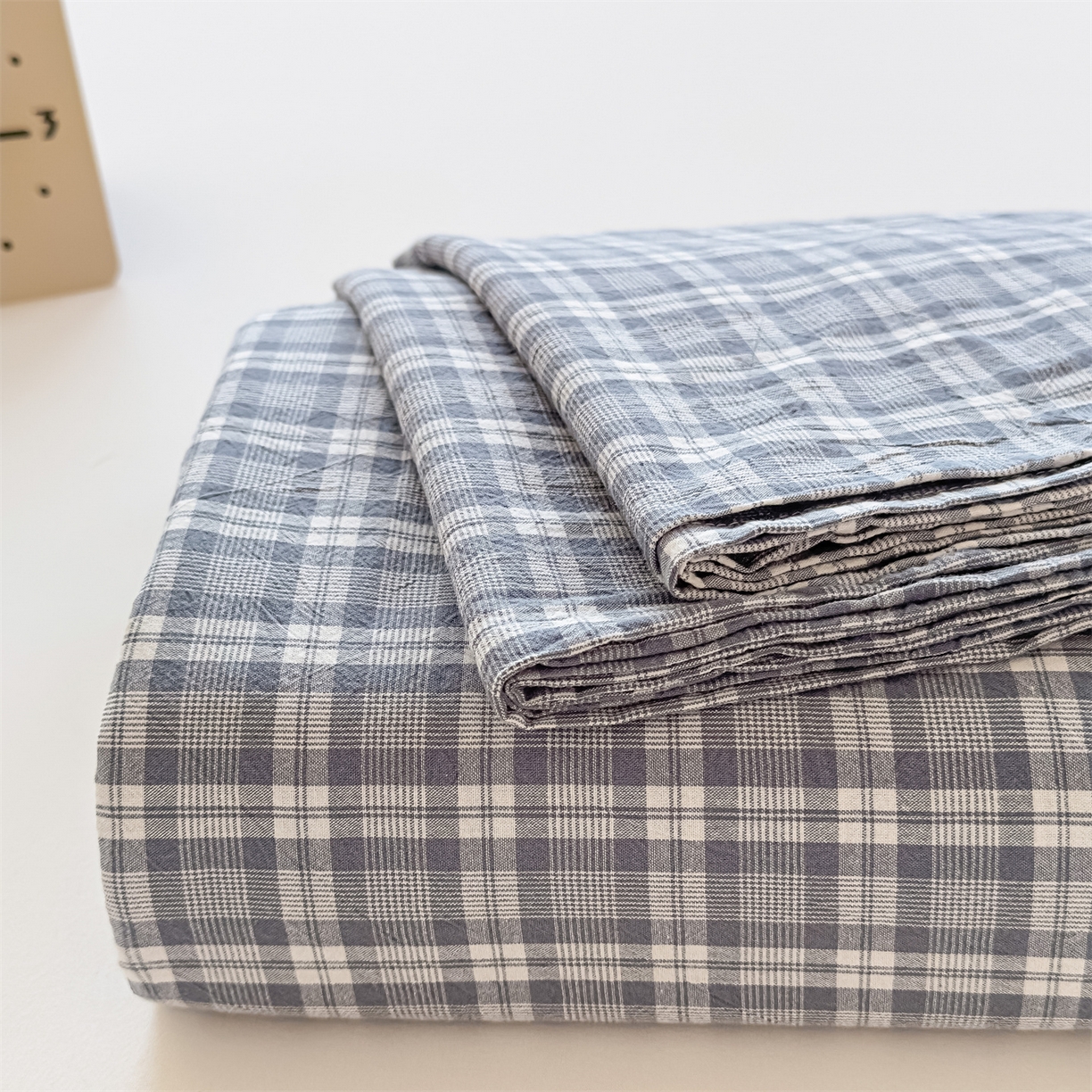 91家纺网 家纺一手货源 找家纺 菡宝 2025新款全棉纯棉色织水洗棉单床单 蓝格调