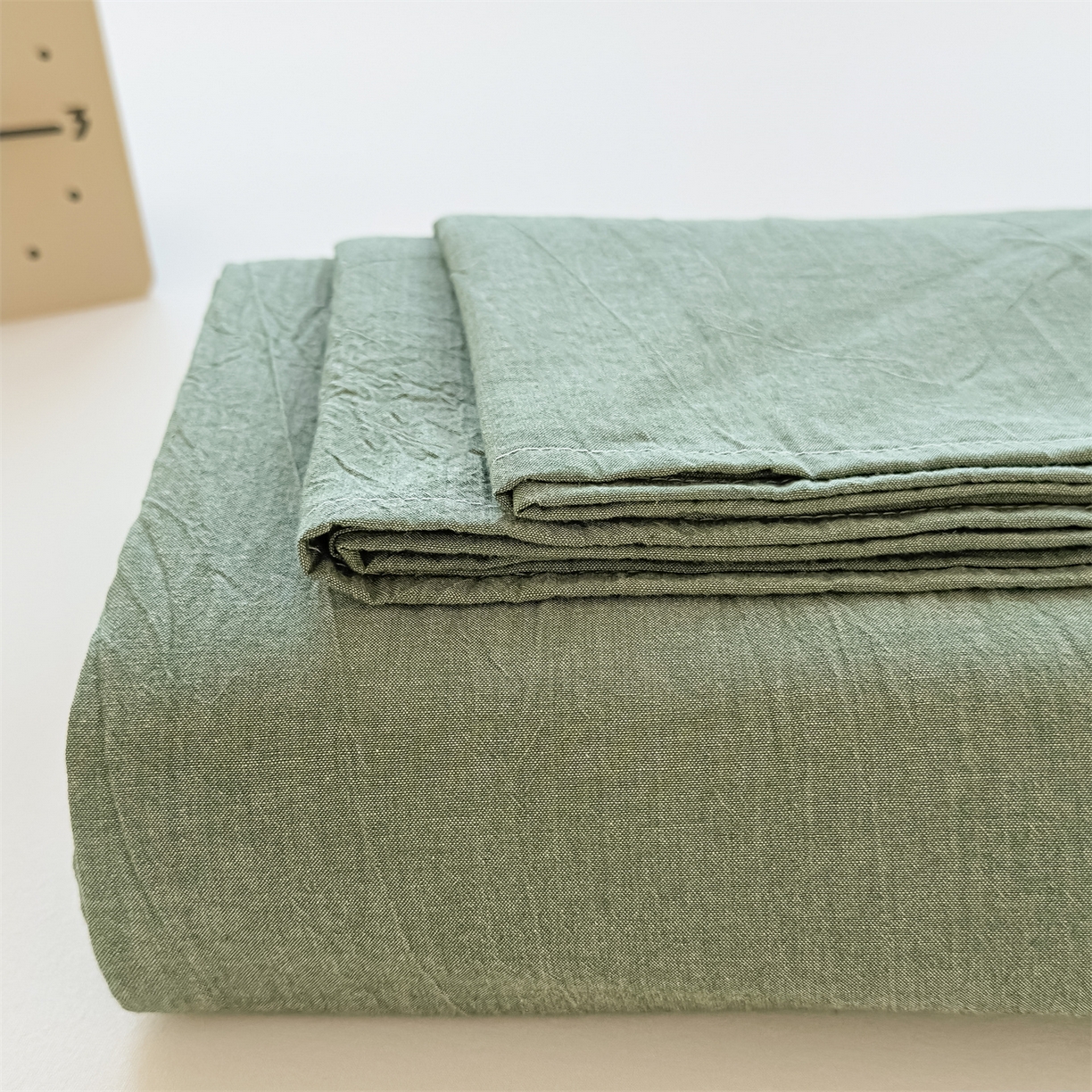 91家纺网 家纺一手货源 找家纺 菡宝 2025新款全棉纯棉色织水洗棉单床单 绿色青年