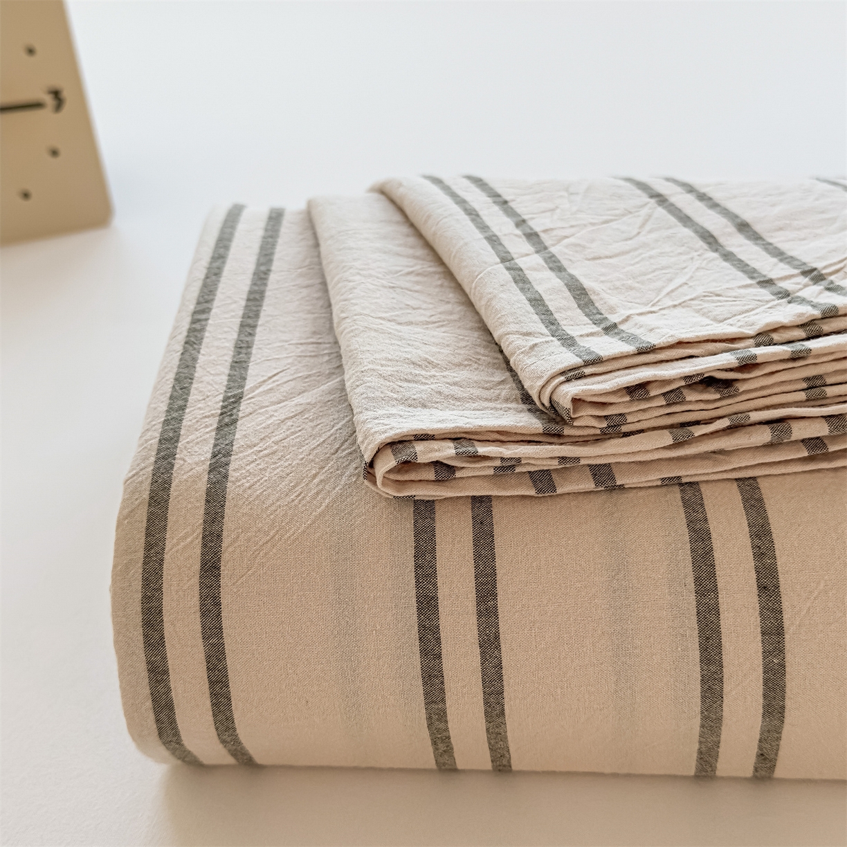 91家纺网 家纺一手货源 找家纺 菡宝 2025新款全棉纯棉色织水洗棉单床单 中古绿条