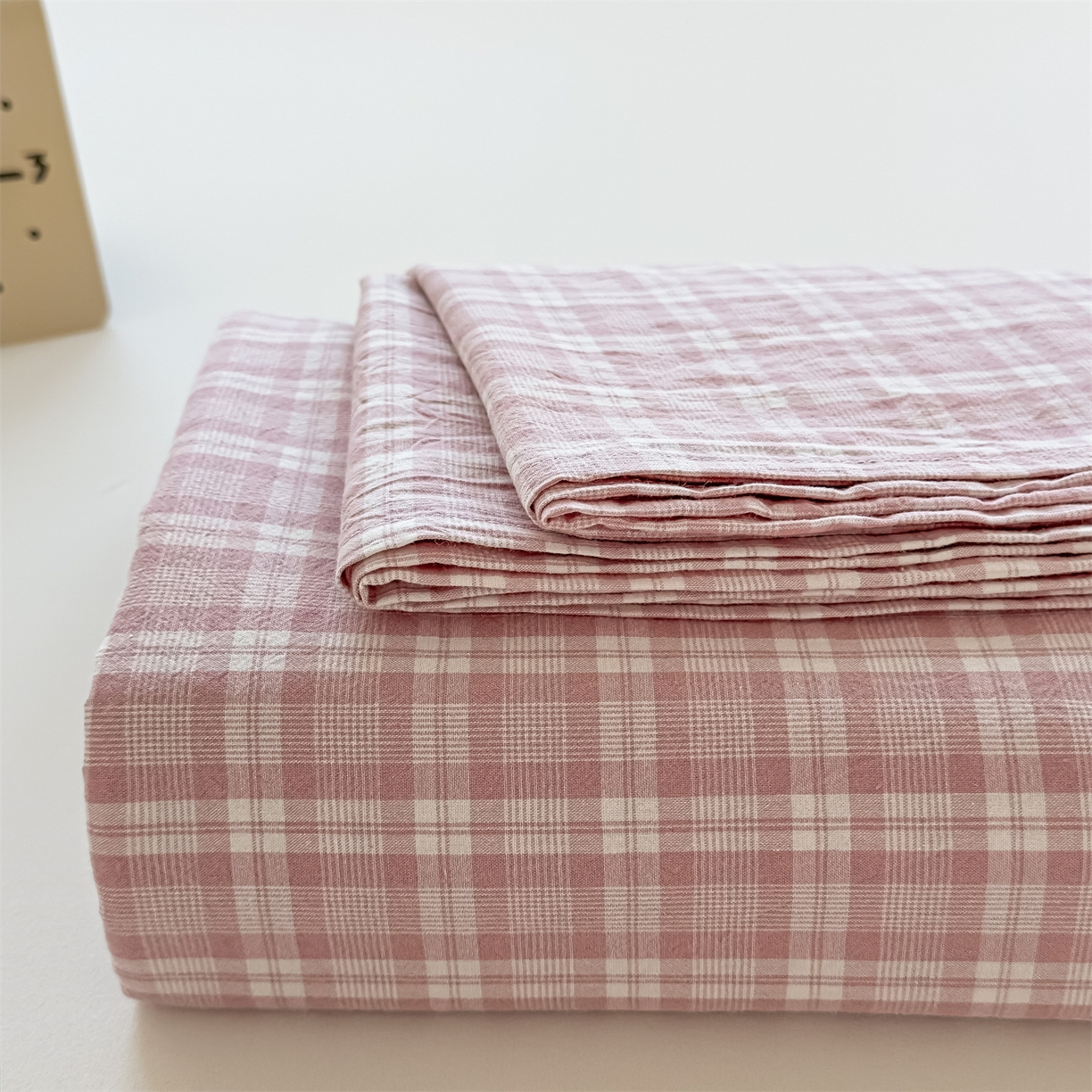 菡宝 2025新款全棉纯棉色织水洗棉单床单 粉格调