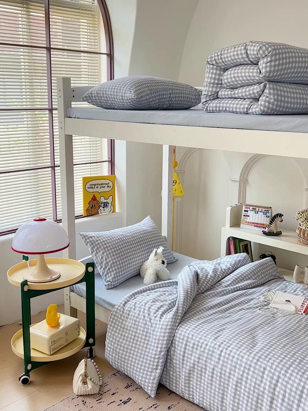 91家纺网 家纺一手货源 找家纺 曼陀罗2025新款超柔云朵棉学生宿舍上下铺三件套 小格浅蓝