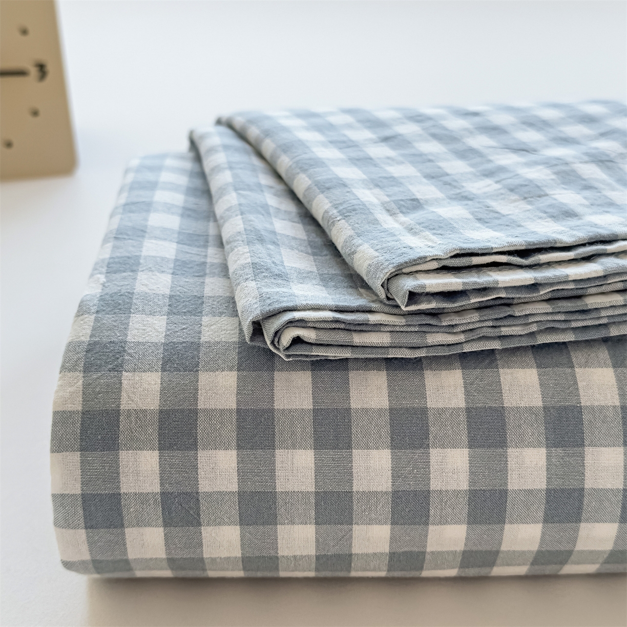菡宝 2025新款全棉纯棉色织水洗棉单床单 蓝小格