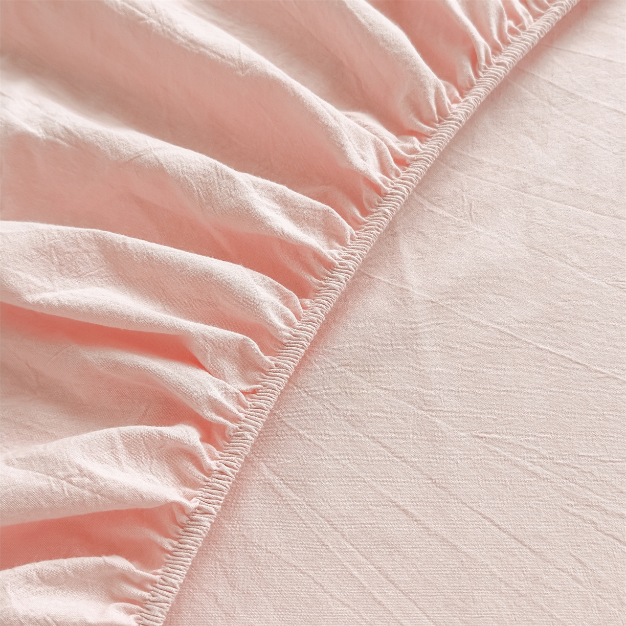 91家纺网 家纺一手货源 找家纺 菡宝 2025新款全棉纯棉色织水洗棉单单床笠 粉色青年