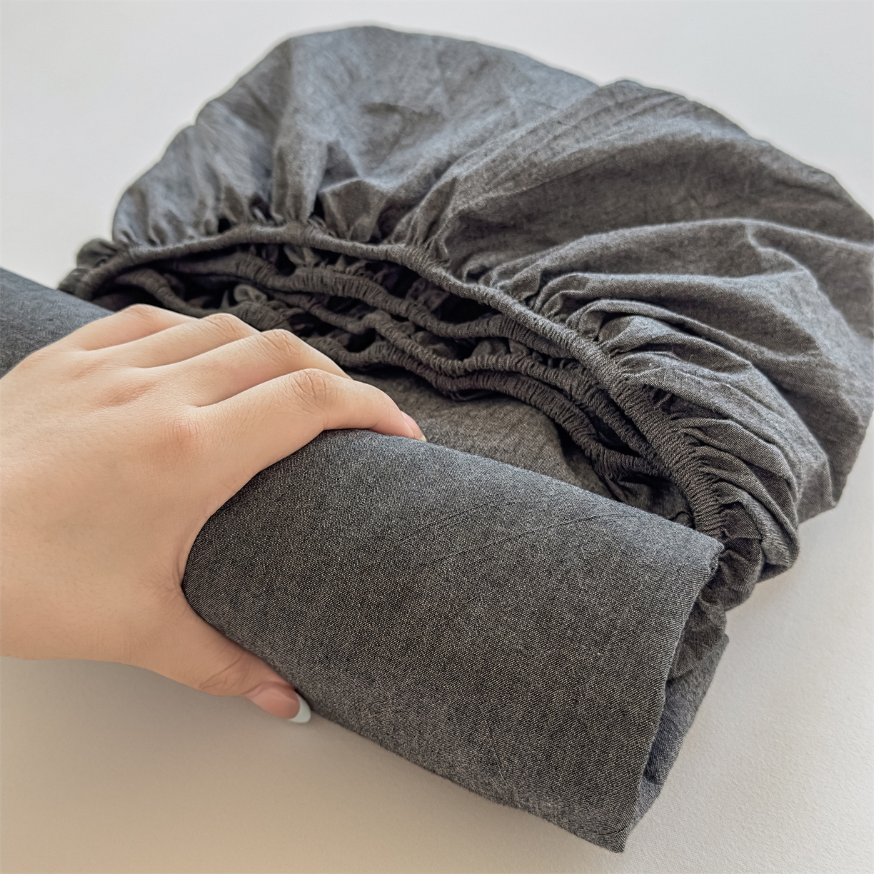 菡宝 2025新款全棉纯棉色织水洗棉单单床笠 黑色青年