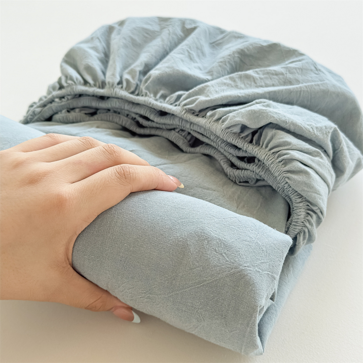 菡宝 2025新款全棉纯棉色织水洗棉单单床笠 兰色青年