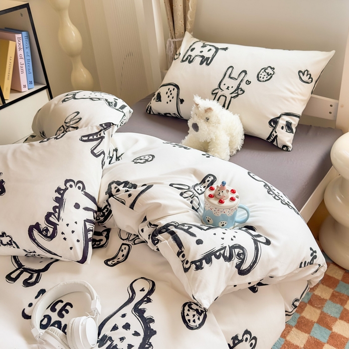 91家纺网 家纺一手货源 找家纺 曼陀罗2025新款超柔云朵棉学生宿舍上下铺三件套 涂鸦乐园