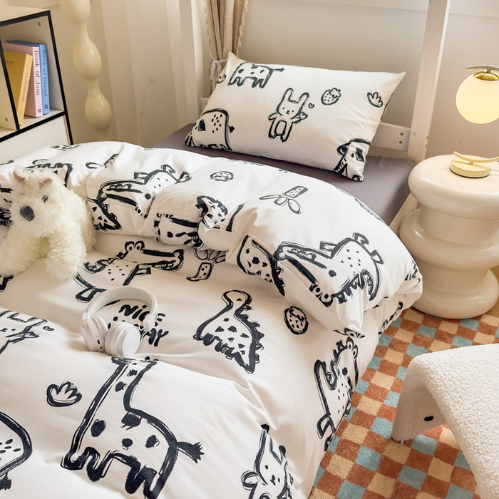 91家纺网 家纺一手货源 找家纺 曼陀罗2025新款超柔云朵棉学生宿舍上下铺三件套 涂鸦乐园