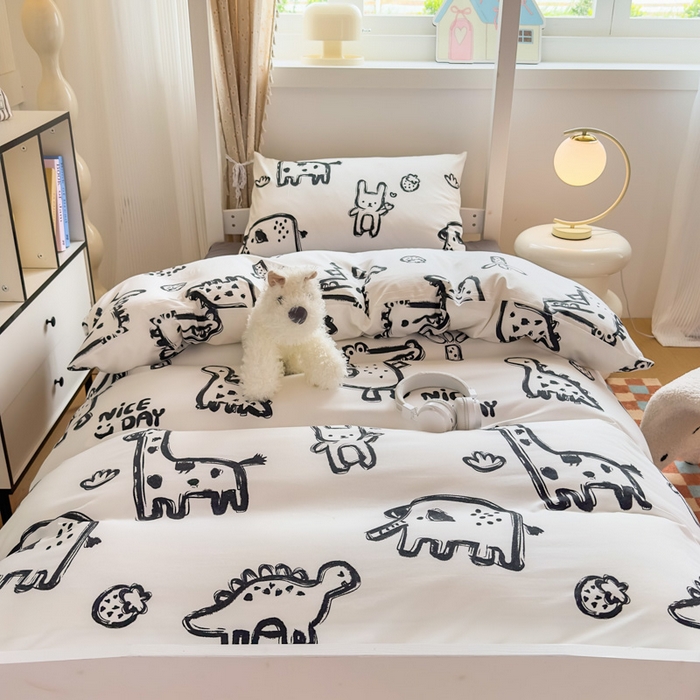 91家纺网 家纺一手货源 找家纺 曼陀罗2025新款超柔云朵棉学生宿舍上下铺三件套 涂鸦乐园