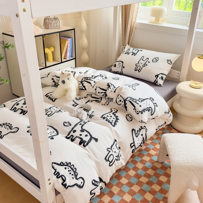 曼陀罗2025新款超柔云朵棉学生宿舍上下铺三件套 涂鸦乐园