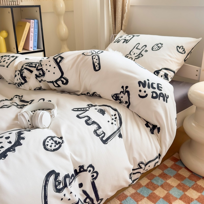 91家纺网 家纺一手货源 找家纺 曼陀罗2025新款超柔云朵棉学生宿舍上下铺三件套 涂鸦乐园