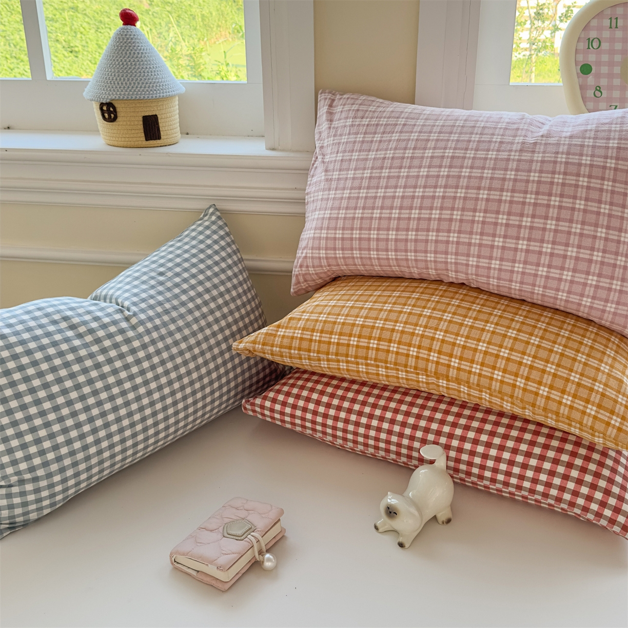 菡宝 2025新款全棉纯棉色织水洗棉单品系列单枕套枕套单品 组合图仅供参考