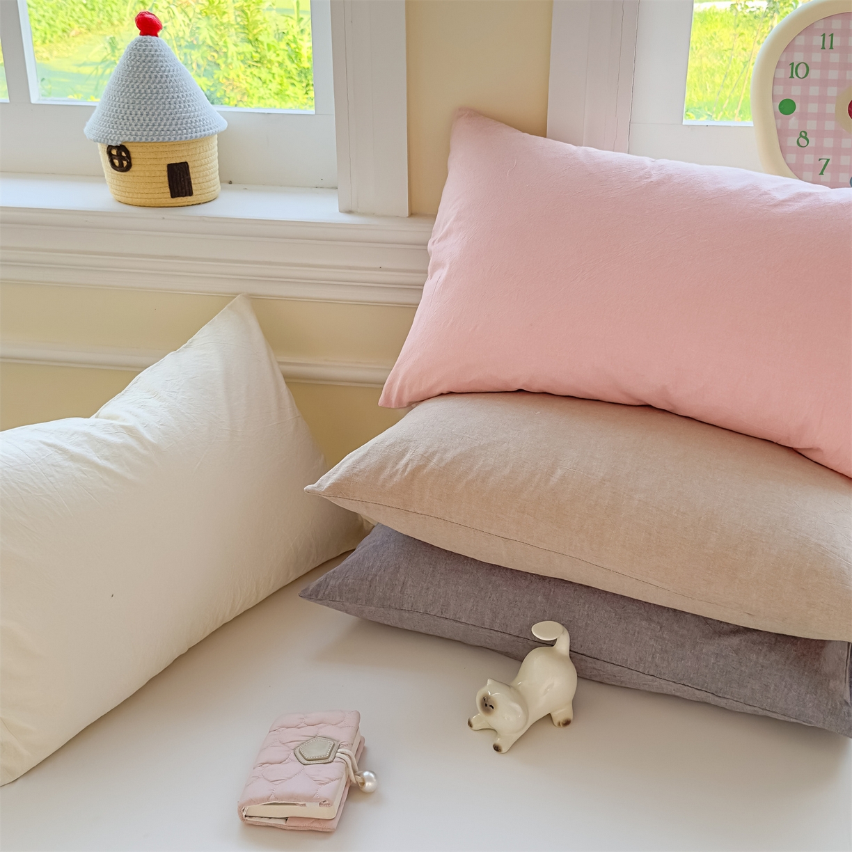 91家纺网 家纺一手货源 找家纺 菡宝 2025新款全棉纯棉色织水洗棉单品系列单枕套枕套单品 组合图仅供参考