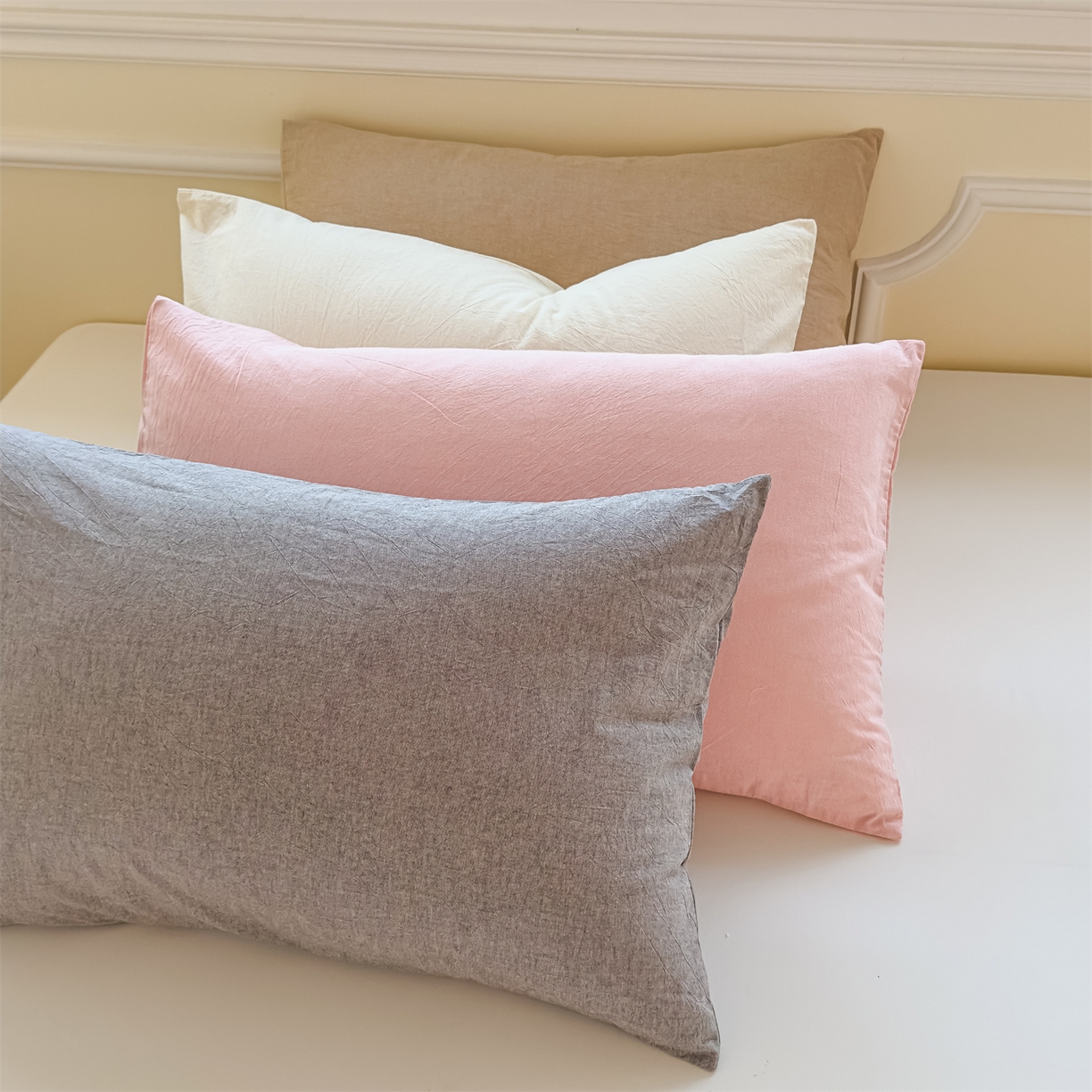 91家纺网 家纺一手货源 找家纺 菡宝 2025新款全棉纯棉色织水洗棉单品系列单枕套枕套单品 组合图仅供参考