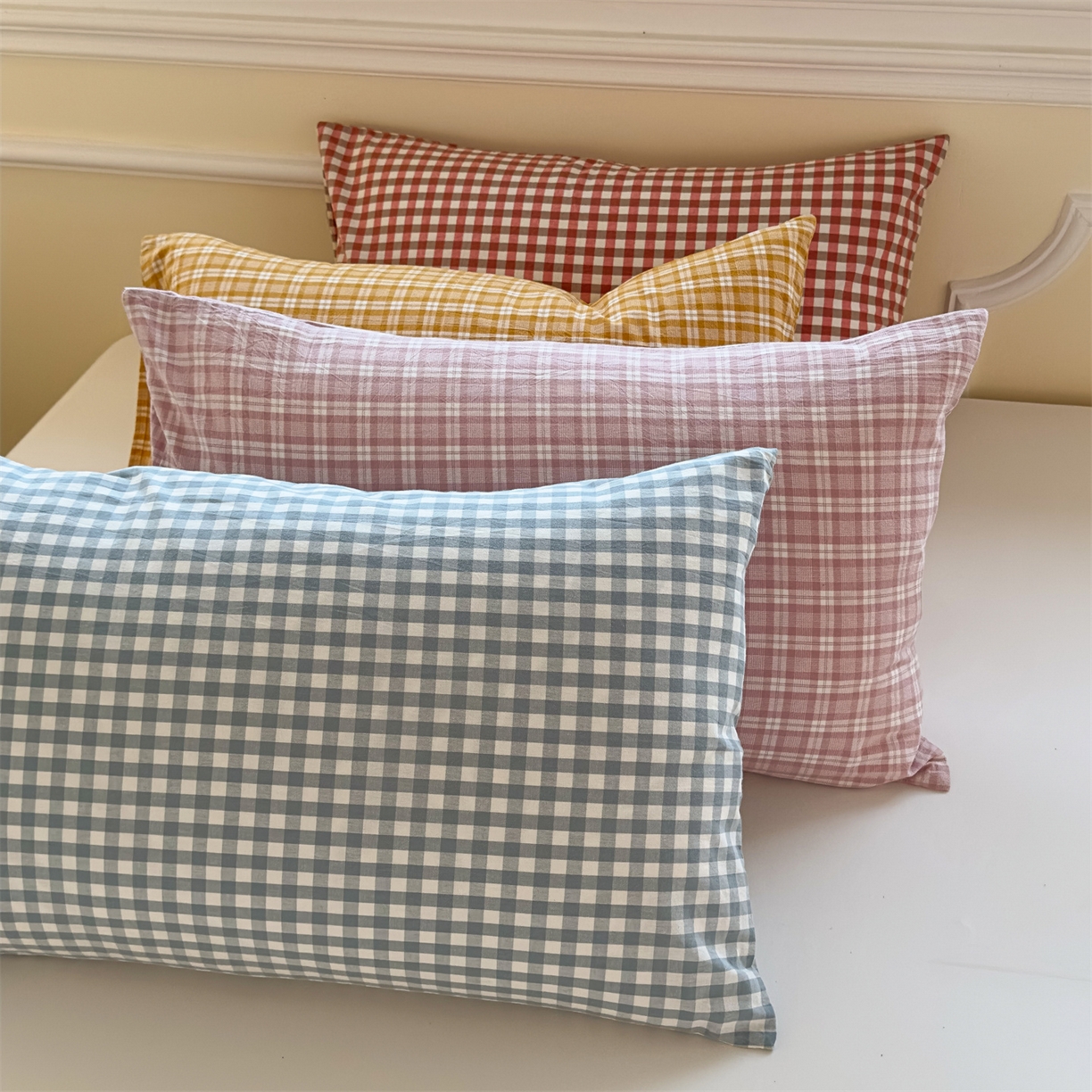 91家纺网 家纺一手货源 找家纺 菡宝 2025新款全棉纯棉色织水洗棉单品系列单枕套枕套单品 组合图仅供参考