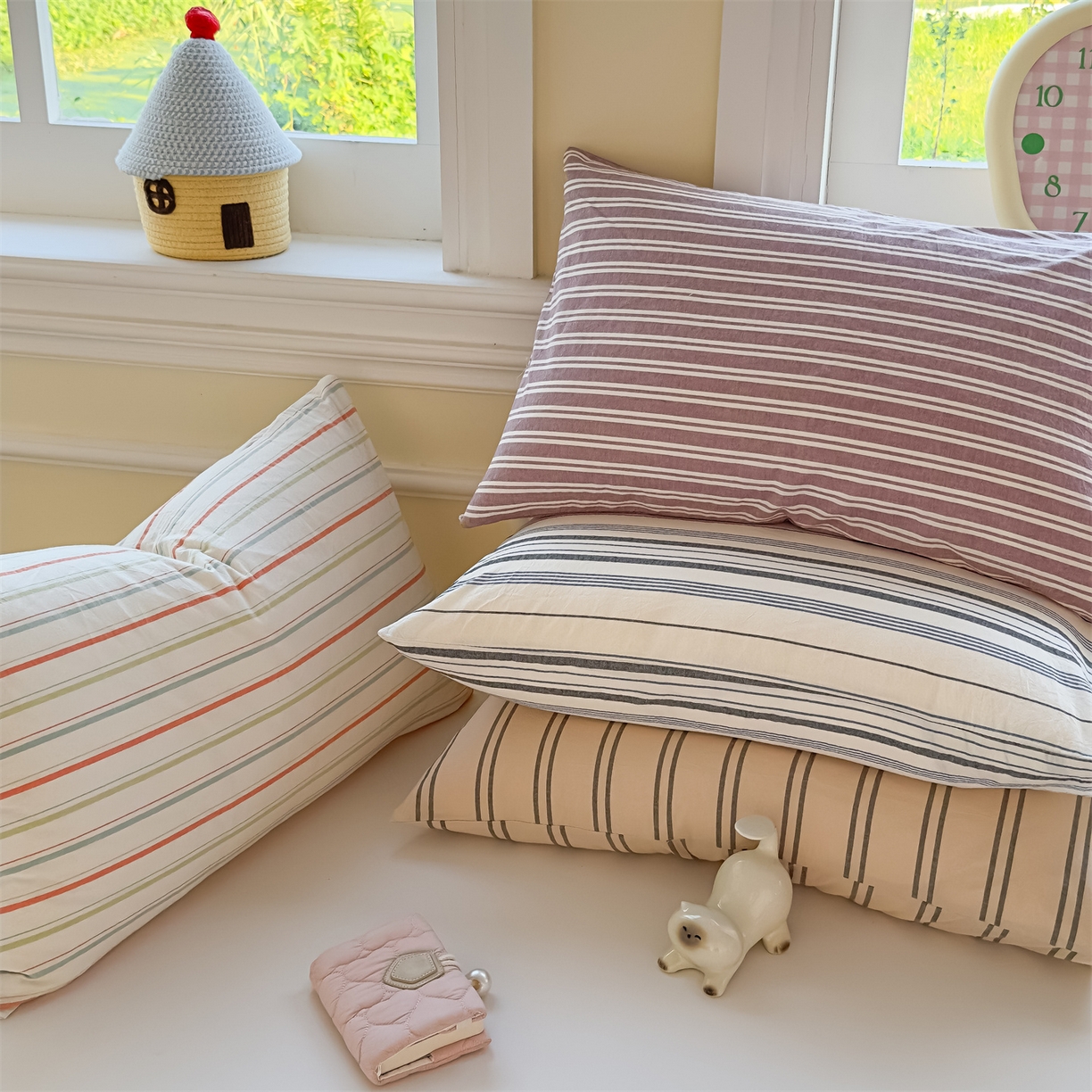 91家纺网 家纺一手货源 找家纺 菡宝 2025新款全棉纯棉色织水洗棉单品系列单枕套枕套单品 组合图仅供参考