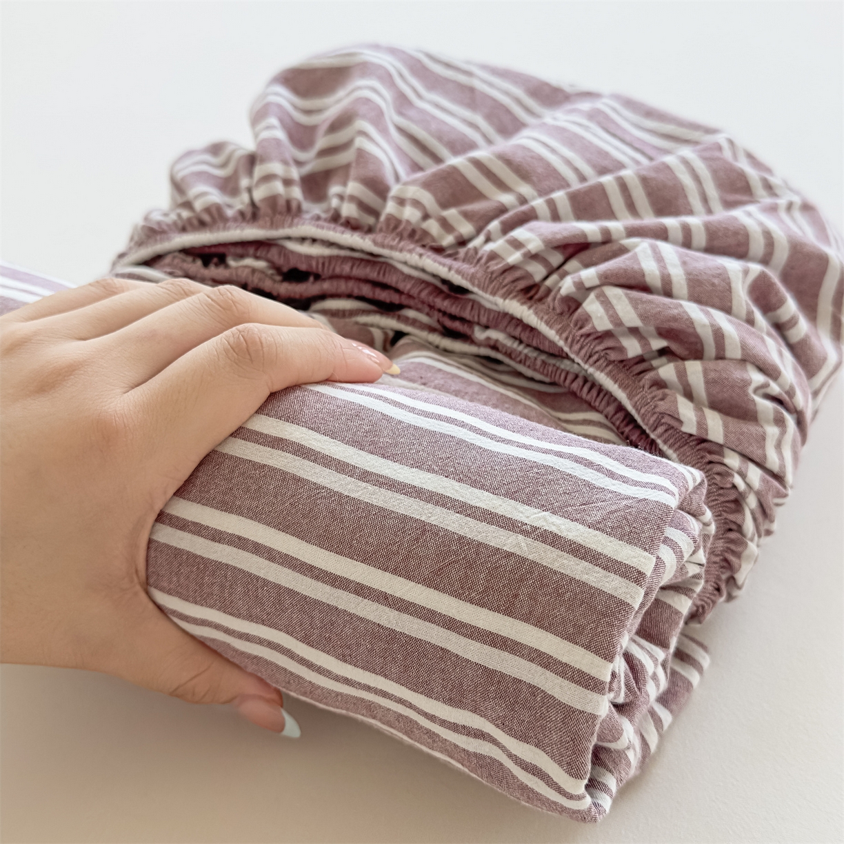 菡宝 2025新款全棉纯棉色织水洗棉单单床笠 牧野魅影紫