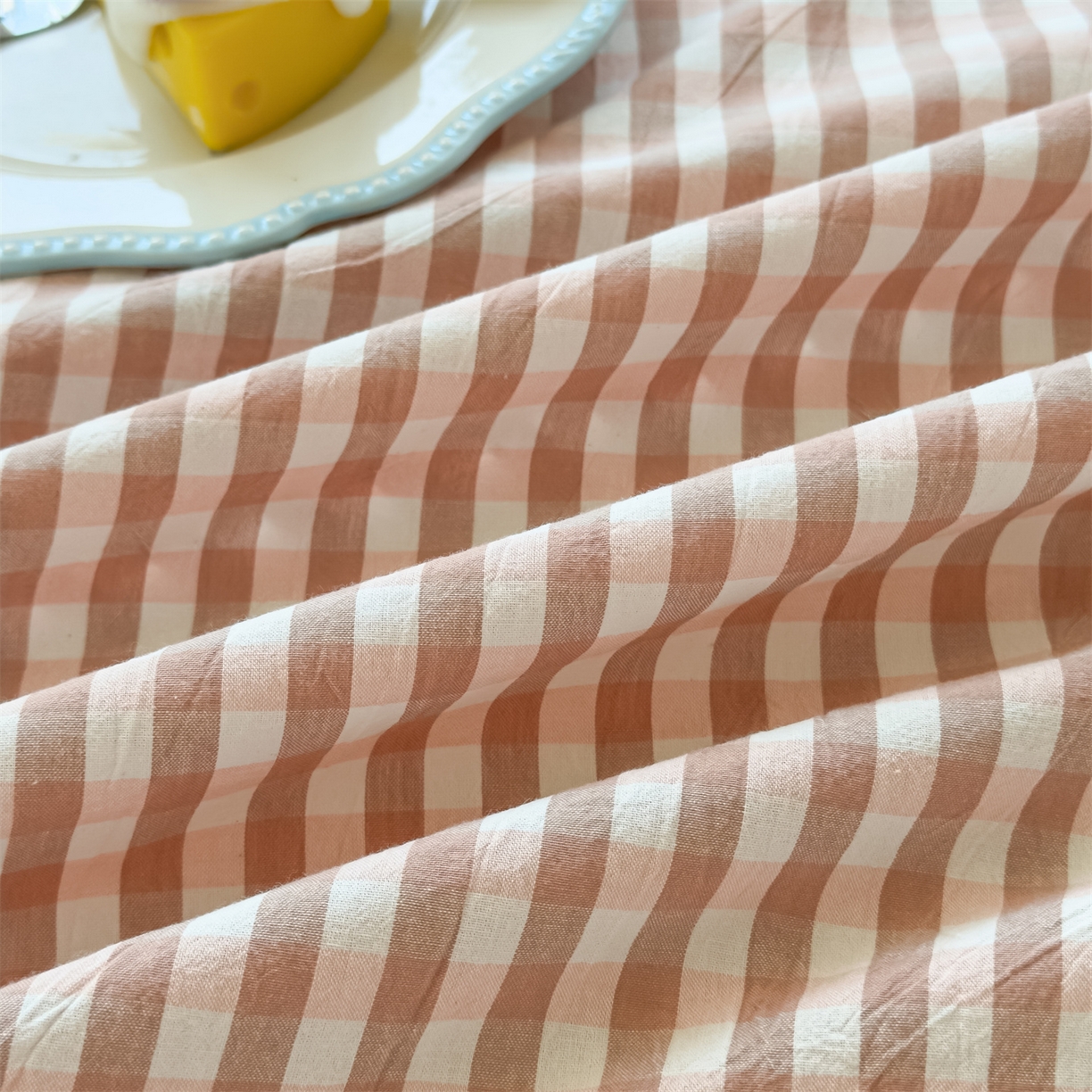 91家纺网 家纺一手货源 找家纺 菡宝 2025新款全棉纯棉色织水洗棉单品系列单枕套枕套单品 粉小格