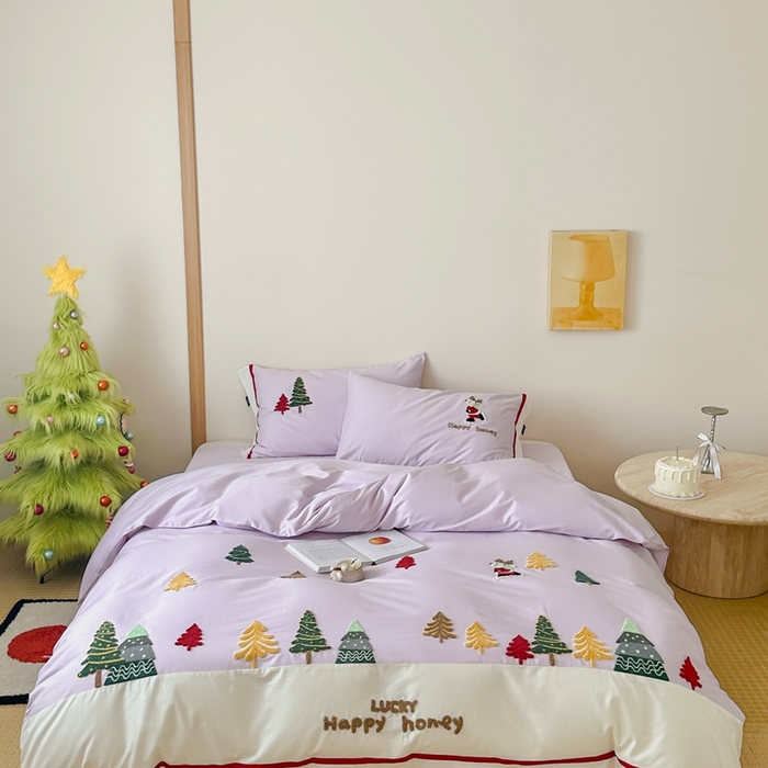 91家纺网 家纺一手货源 找家纺 （总）佳汐蓝家纺 2025秋冬新款森系北欧风毛巾绣四件套—森林秘境