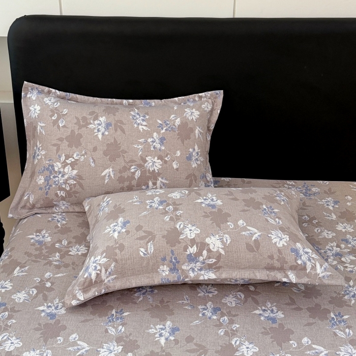 圣比熊 2025新款原麻枕套宿舍单人枕芯套枕头套内胆套仿亚麻 漫步花丛-蓝