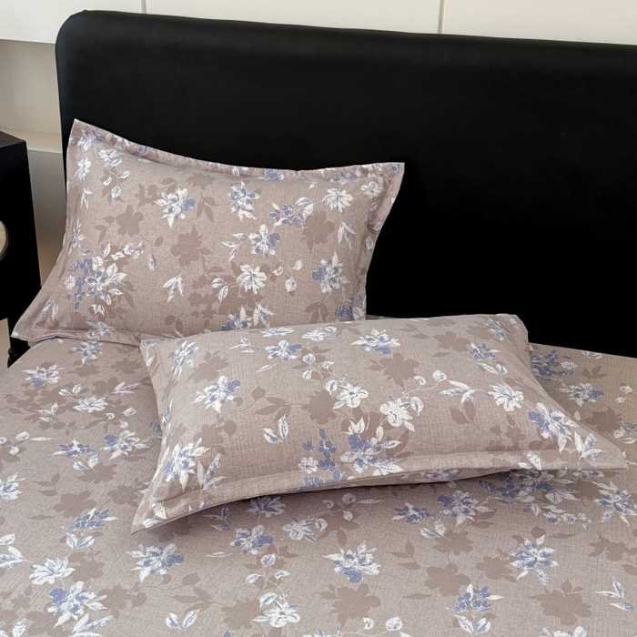 91家纺网 家纺一手货源 找家纺 圣比熊 2025新款原麻枕套宿舍单人枕芯套枕头套内胆套仿亚麻 漫步花丛-蓝