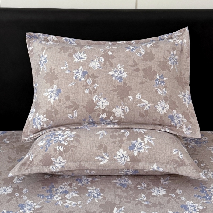 91家纺网 家纺一手货源 找家纺 圣比熊 2025新款原麻枕套宿舍单人枕芯套枕头套内胆套仿亚麻 漫步花丛-蓝