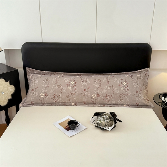 圣比熊 2025新款原麻双人枕套宿舍情侣枕芯套家用加长枕头套内胆套仿亚麻 山花浪漫