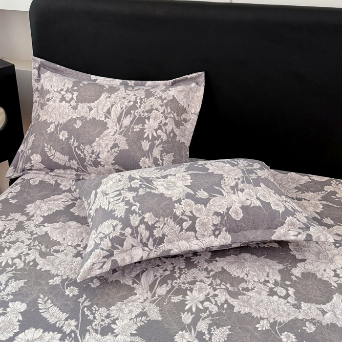 91家纺网 家纺一手货源 找家纺 梦舒羽 2025新款原麻枕套宿舍单人枕芯套枕头套内胆套仿亚麻 浮绘花影-白