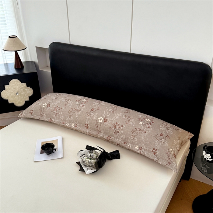 91家纺网 家纺一手货源 找家纺 梦舒羽 2025新款原麻双人枕套宿舍情侣枕芯套家用加长枕头套内胆套仿亚麻 山花浪漫