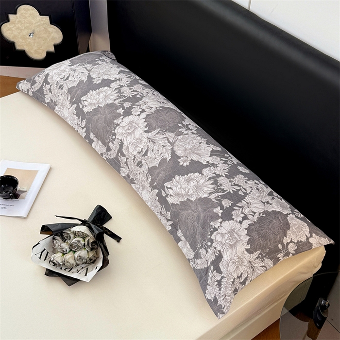 91家纺网 家纺一手货源 找家纺 梦舒羽 2025新款原麻双人枕套宿舍情侣枕芯套家用加长枕头套内胆套仿亚麻 浮绘花影-白