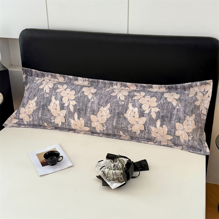 91家纺网 家纺一手货源 找家纺 梦舒羽 2025新款原麻双人枕套宿舍情侣枕芯套家用加长枕头套内胆套仿亚麻 陌上花开-咖