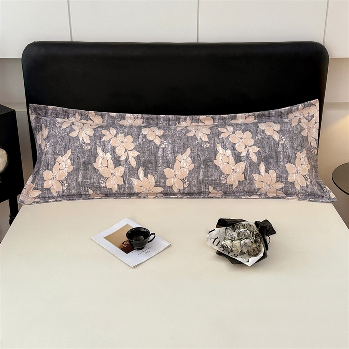 91家纺网 家纺一手货源 找家纺 梦舒羽 2025新款原麻双人枕套宿舍情侣枕芯套家用加长枕头套内胆套仿亚麻 陌上花开-咖